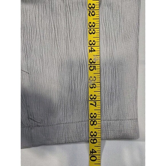 NWT Halston Crinkle Textured Ankle Pants Silver Gray L Stretch Waist | $89 MSRP - Picture 9 of 11